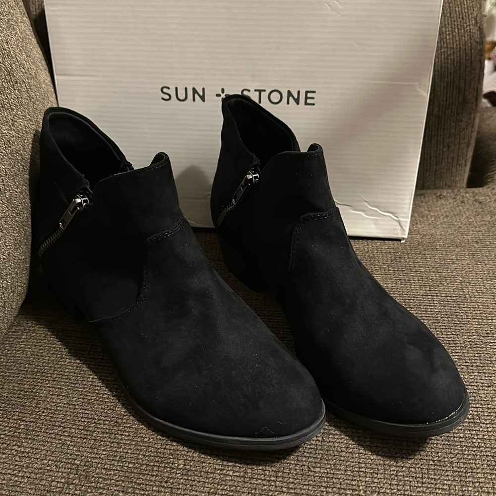 Sun + Stone double zip ankle booties